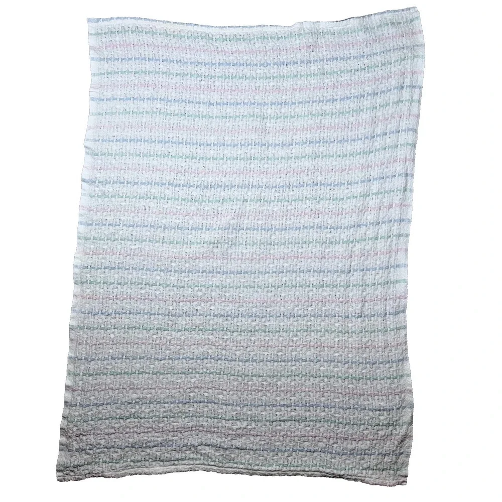 Vintage Tennessee Woolen Mills Baby Blanket‎ Multicolor 100% Cotton Made In USA